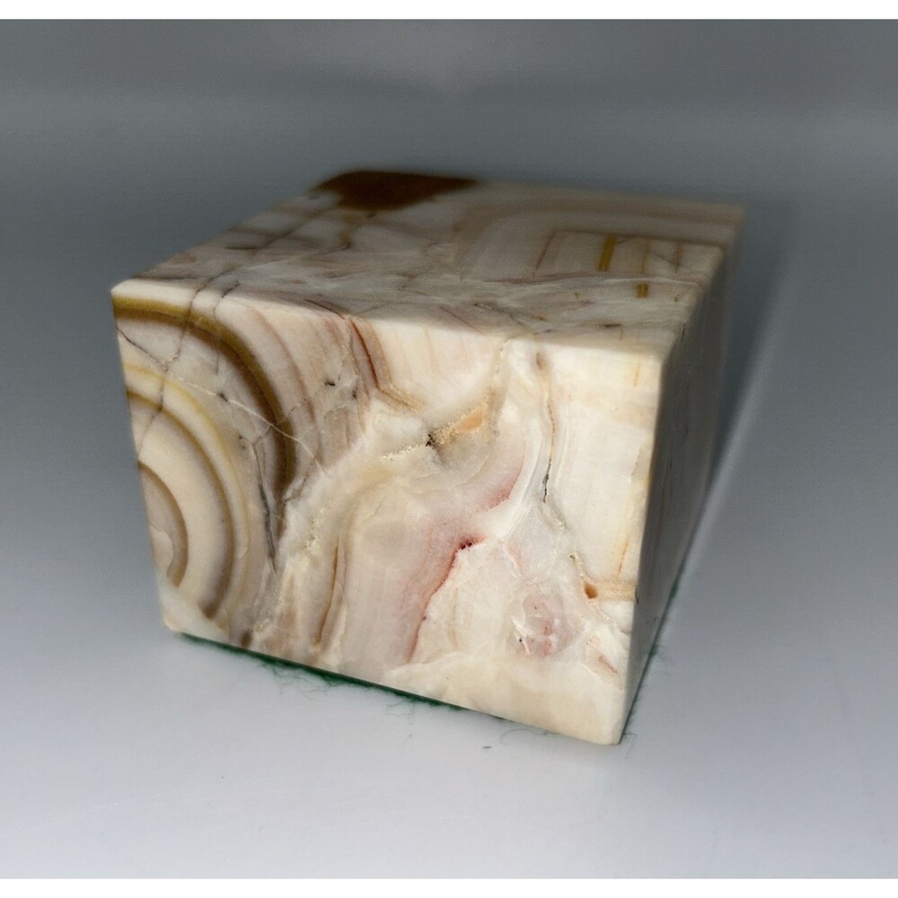 Onyx Marble Cube 2.5" – Glossy Polished / Felt Bottom – Paperweight BEAUTIFUL
